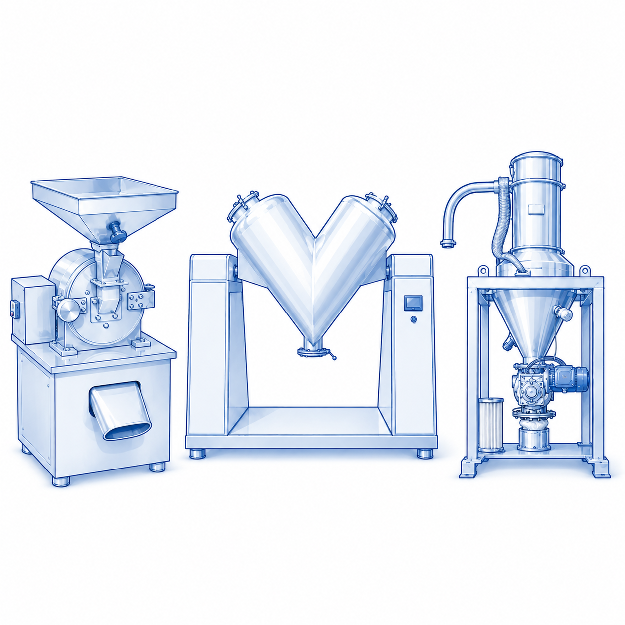 Powder processing and feeding equipment