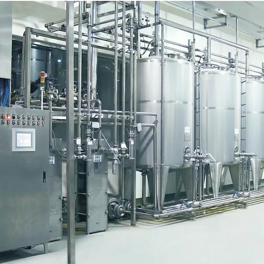 Stainless steel CIP, storage, and transfer system with process tanks and piping