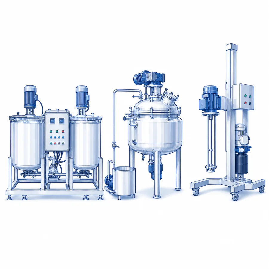 Industrial stainless steel mixing and emulsifying equipment