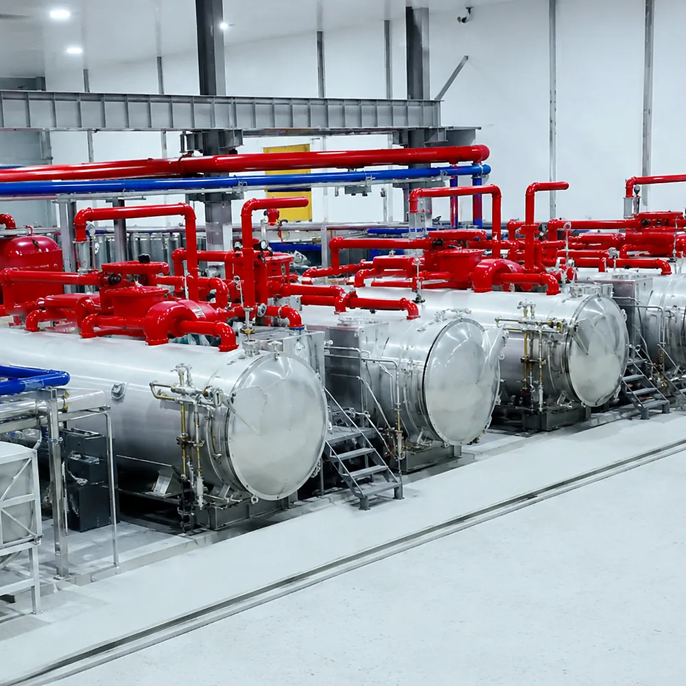 Industrial sterilization equipment and stainless steel food processing vessels with piping